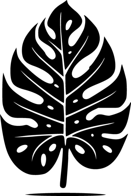 Ilustración vectorial del icono aislado monstera en blanco y negro