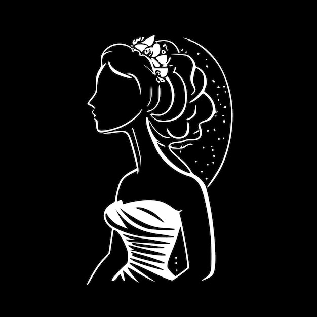 Ilustración vectorial del icono aislado de novia en blanco y negro