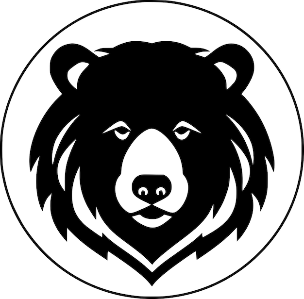 Ilustración vectorial de icono aislado de oso en blanco y negro