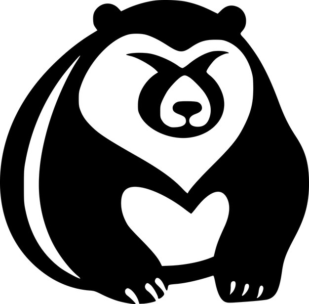 Vector ilustración vectorial de icono aislado de oso en blanco y negro