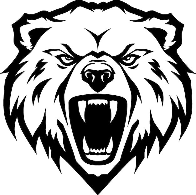 Ilustración vectorial de icono aislado de oso en blanco y negro