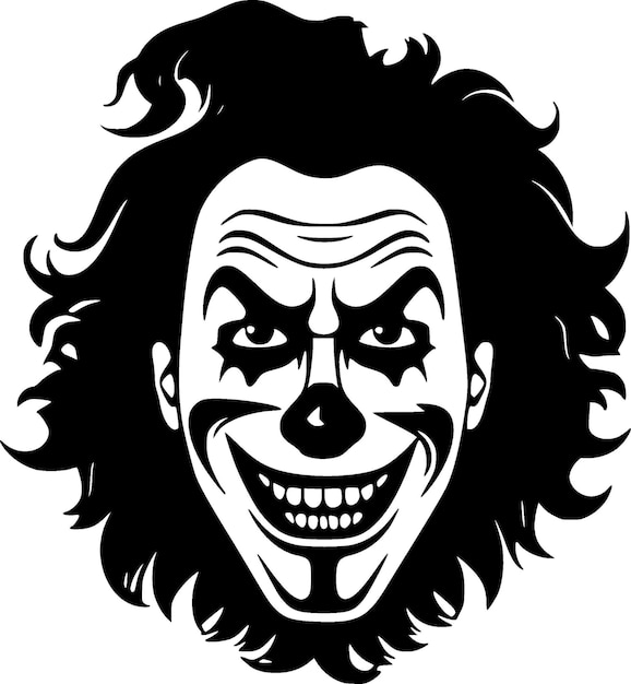 Ilustración vectorial del icono aislado de payaso en blanco y negro