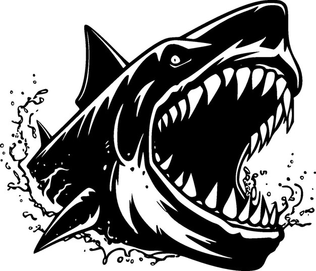 Vector ilustración vectorial del icono aislado de tiburón blanco y negro