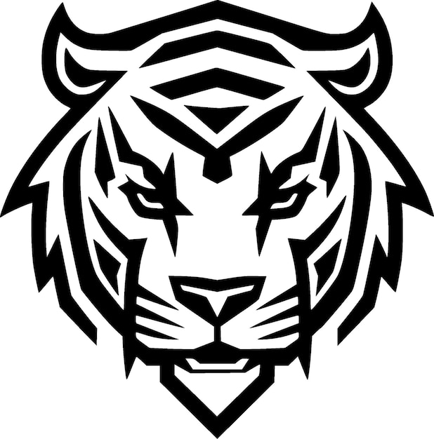 Ilustración vectorial del icono aislado de tigre en blanco y negro