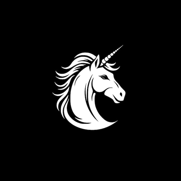Ilustración vectorial de icono aislado de unicornio en blanco y negro