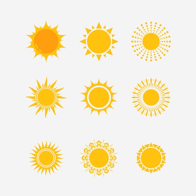 Ilustración vectorial del icono amarillo del sol