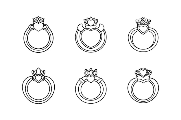 Ilustración vectorial del icono del anillo de claddagh