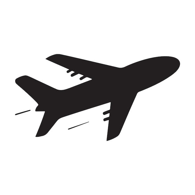 Ilustración vectorial del icono del avión negro sobre un fondo blanco