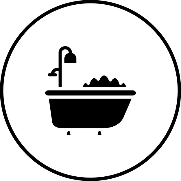 Ilustración vectorial del icono de la bañera del conjunto de iconos de limpieza de la casa
