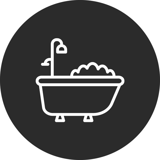 Ilustración vectorial del icono de la bañera del conjunto de iconos de limpieza de la casa