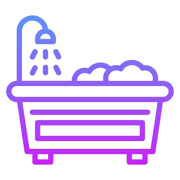 Ilustración vectorial del icono de la bañera del conjunto de iconos de los servicios hoteleros