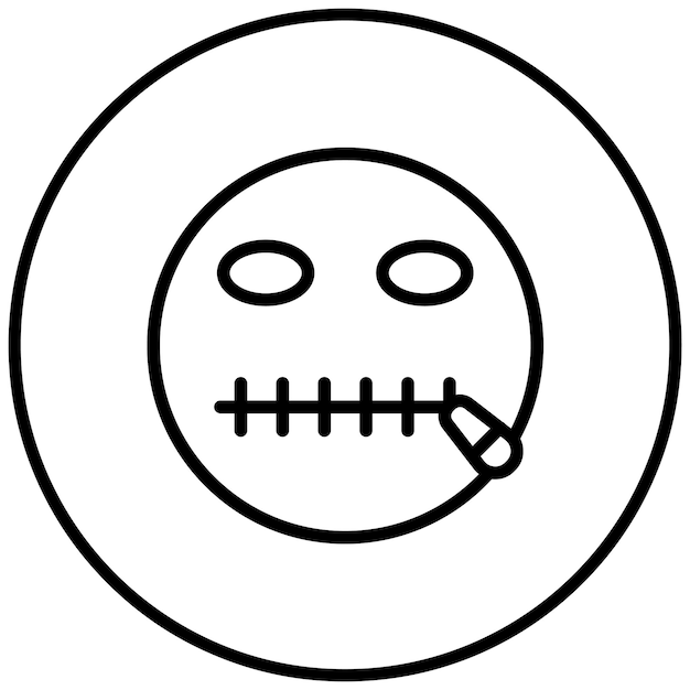 Ilustración vectorial del icono de la boca de la cremallera del conjunto de iconos de emoji