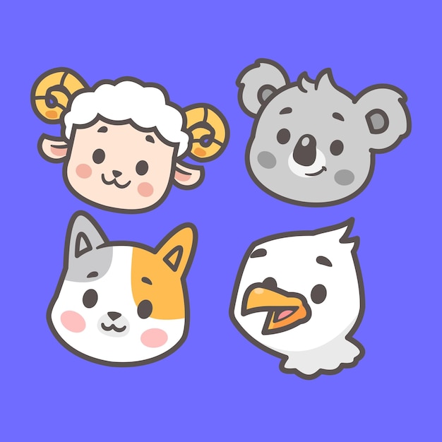 Ilustración vectorial del icono de la cabeza de un animal de dibujos animados
