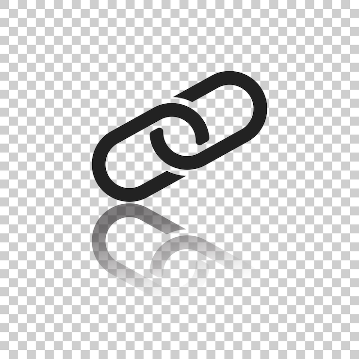 Vector ilustración vectorial de icono de cadena en estilo plano aislado en fondo blanco símbolo de conexión con efecto de reflejo para aplicación de diseño de logotipo de sitio web ui