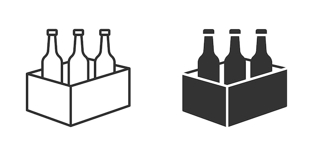 Ilustración vectorial del icono de la caja de la botella de vino