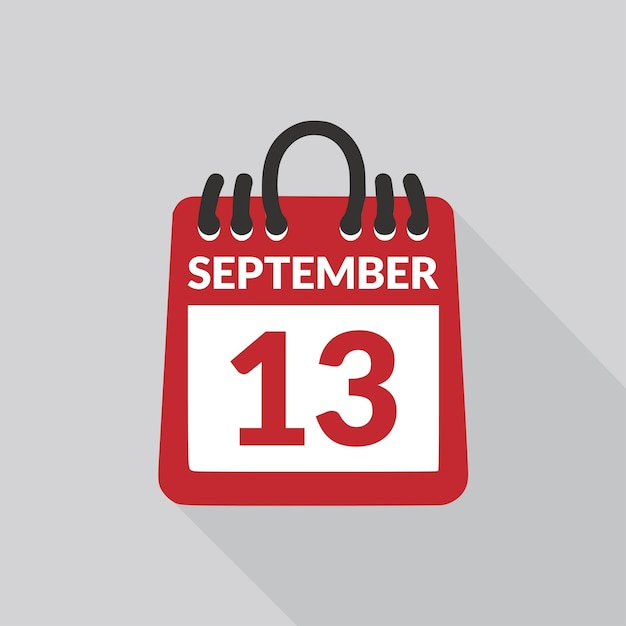 Ilustración vectorial del icono del calendario del 13 de septiembre