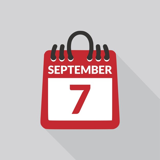 Ilustración vectorial del icono del calendario del 7 de septiembre
