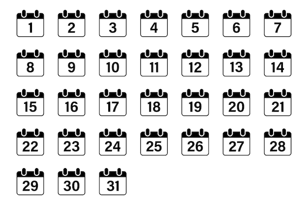 Ilustración vectorial del icono del calendario El día de la fecha en un fondo aislado Conjunto de signos de fechas