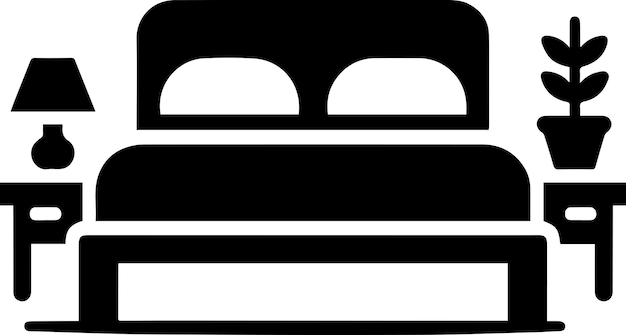 Ilustración vectorial del icono de la cama en color negro 2