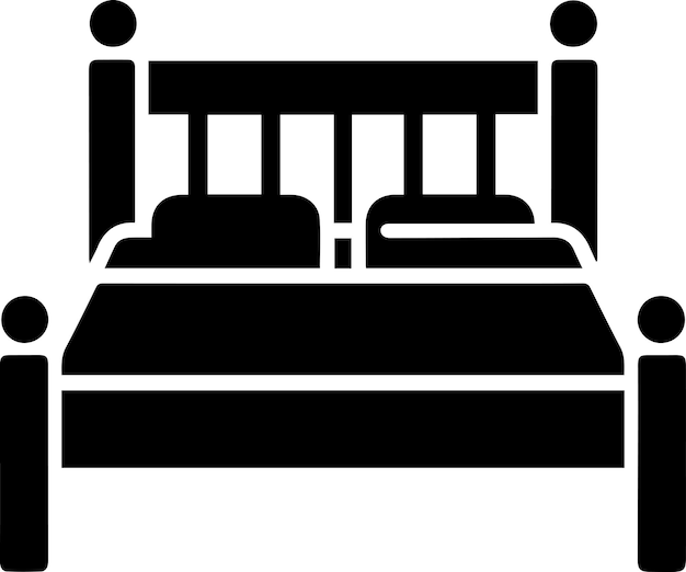 Ilustración vectorial del icono de la cama en color negro 3