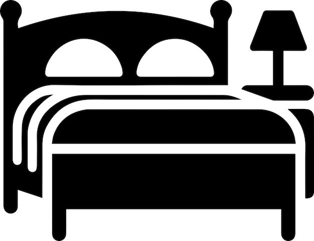 Ilustración vectorial del icono de la cama en color negro 6