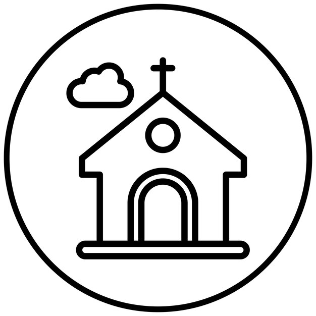 Ilustración vectorial del icono de la capilla del conjunto de iconos funerarios