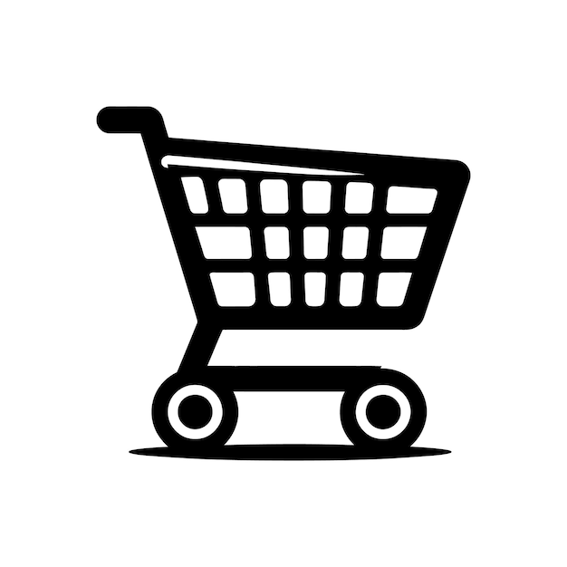 Ilustración vectorial de icono de carrito de compras negro para gráficos de tiendas en línea y proyectos de comercio electrónico