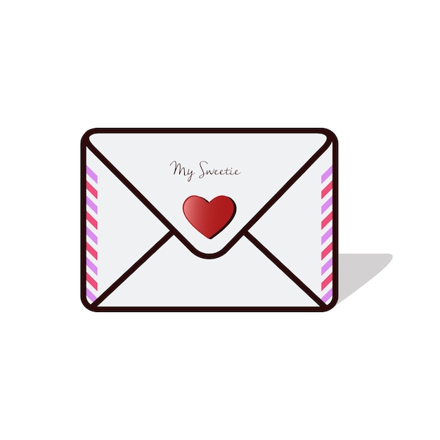 Ilustración vectorial del icono de la carta de amor Diseño plano de la carta de amor
