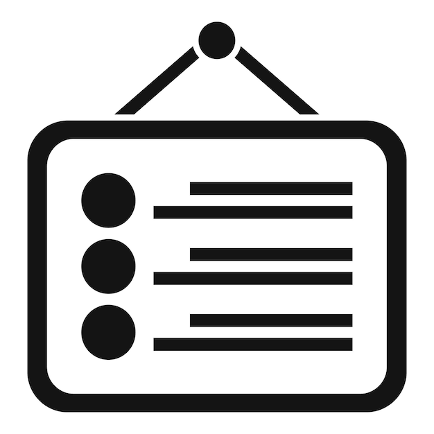 Ilustración vectorial de un icono de cartel colgado simplificado aislado
