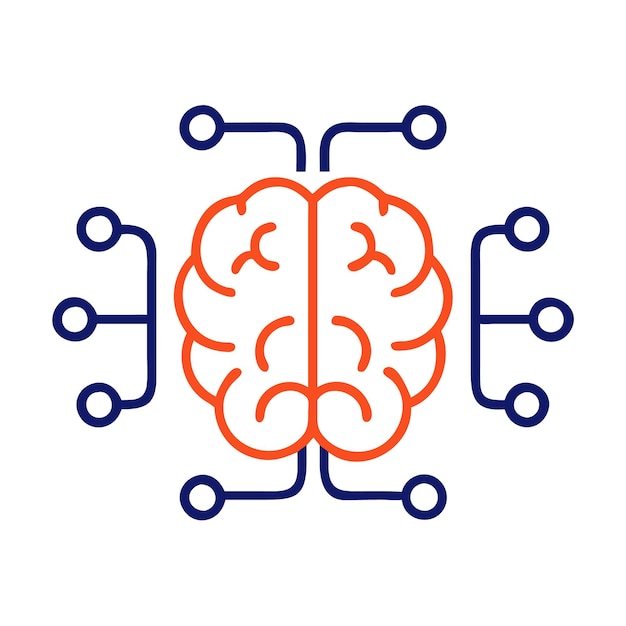 Ilustración vectorial del icono del cerebro humano y diseño de estilo moderno