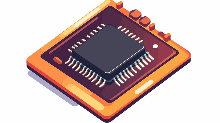 Vector ilustración vectorial del icono del chip de la computadora de dibujos animados