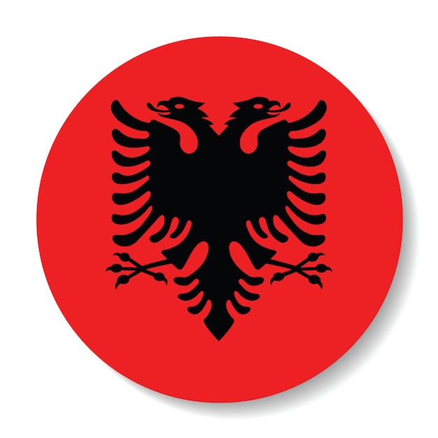 Ilustración vectorial del icono del círculo de la bandera de Albania