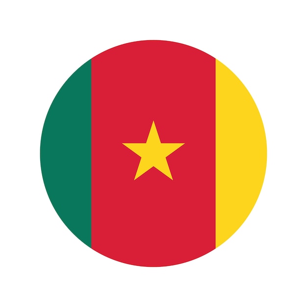 Ilustración vectorial del icono del círculo de la bandera de Camerún