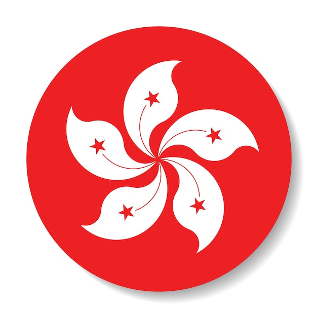 Ilustración vectorial del icono del círculo de la bandera de Hong Kong