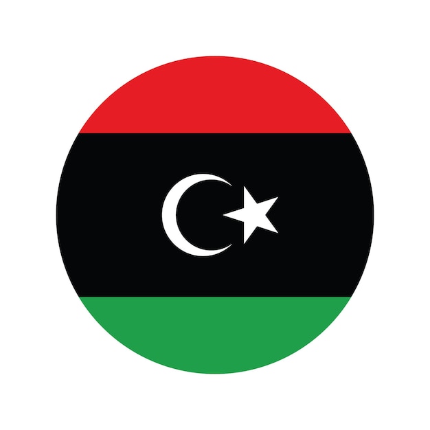 Ilustración vectorial del icono del círculo de la bandera de Libia