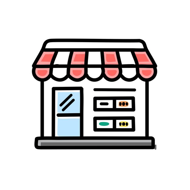 Ilustración vectorial del icono de color de la tienda Diseño de la fachada de la tienda