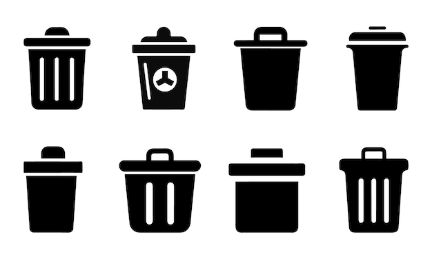 Ilustración vectorial del icono del contenedor de residuos