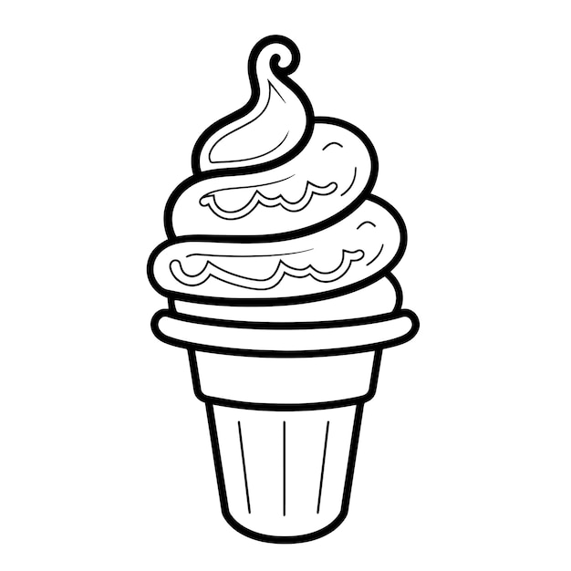 Ilustración vectorial de un icono de contorno de helado minimalista perfecto para golosinas dulces