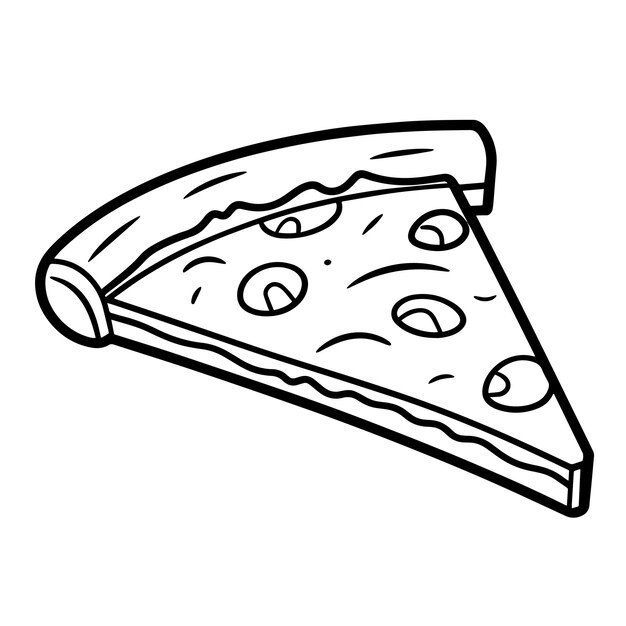 Ilustración vectorial de un icono de contorno de rodaja de pizza minimalista perfecto para la cocina italiana