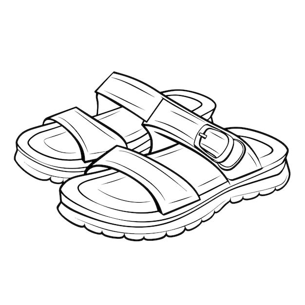 Ilustración vectorial de un icono de contorno de sandalia minimalista perfecto para el verano