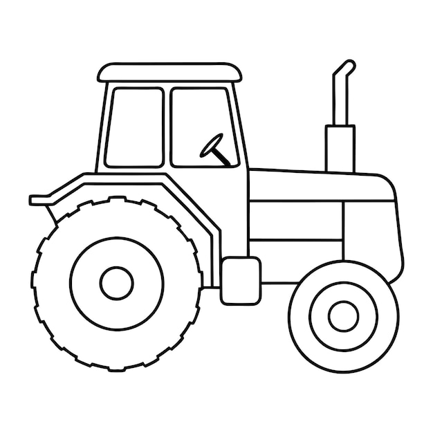 Ilustración vectorial de icono de contorno de tractor simple en fondo blanco Diseño minimalista