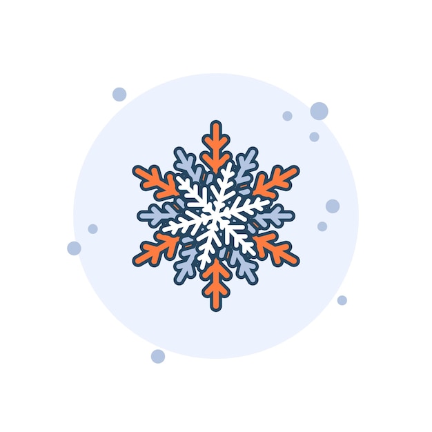 Ilustración vectorial de icono de copo de nieve de dibujos animados 3d copo de nieve en burbujas de fondo concepto de signo de navidad