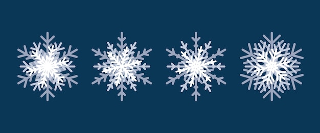 Ilustración vectorial del icono de copos de nieve cortados en papel Conjunto de un copo de nieve 3D en un fondo aislado