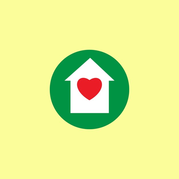 Ilustración vectorial del icono del corazón del hogar Concepto familiar de la casa encantadora