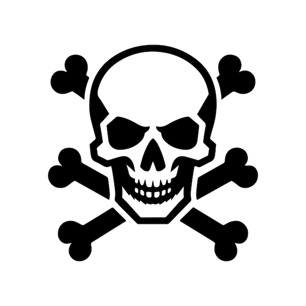 Ilustración vectorial del icono del cráneo en fondo blanco