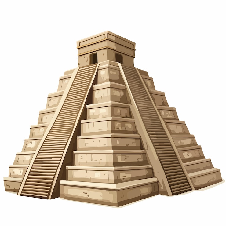 Vector ilustración vectorial del icono de la cultura de las pirámides mayas mexicanas