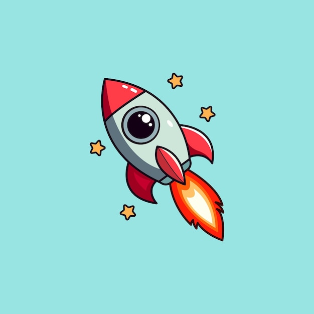 Ilustración vectorial del icono de dibujos animados de cohetes
