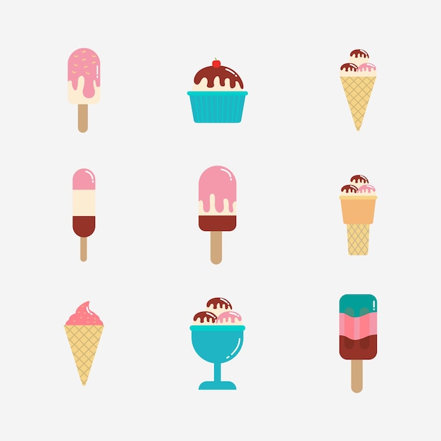 Ilustración vectorial del icono de dibujos animados de helado