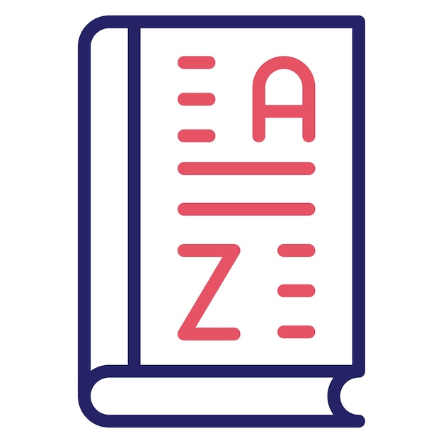 Ilustración vectorial del icono del diccionario del conjunto de iconos de la biblioteca