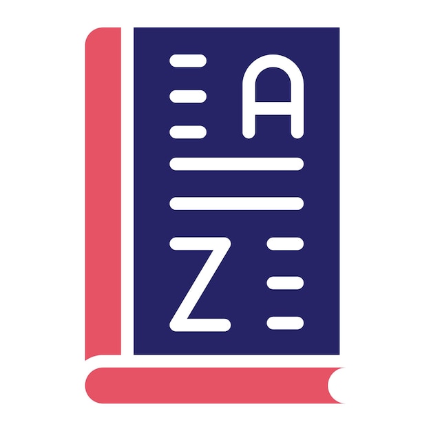 Ilustración vectorial del icono del diccionario del conjunto de iconos de la biblioteca